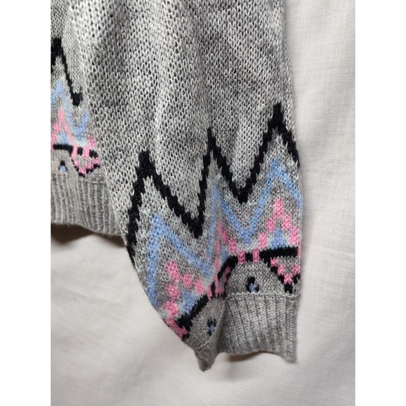 Arizona Sweater Womens XLarge Gray Geometric Print Acrylic Knit Long Sleeve - Picture 5 of 10